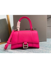 Fake Balenciaga HOURGLASS XS TOP HANDLE BAG Grained calsfkin B108896 neon pink Tl15974eZ32