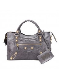 Fake Balenciaga Medium Classic Giant Gold Part Time Bag 085332B Deep Grey Tl16124GR32