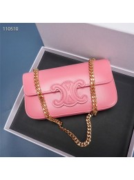 Fake Celine CHAIN SHOULDER BAG TRIOMPHE IN SHINY CALFSKIN 199243 PINK Tl4716EQ38