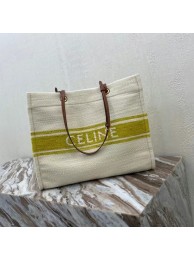 Fake Celine SQUARED CABAS CELINE IN PLEIN SOLEIL TEXTILE AND CALFSKIN 192172 YELLOW &TAN Tl4761pE71