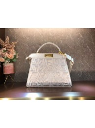 Fake Cheap FENDI PEEKABOO ICONIC ESSENTIALLY leather bag F1516 white Tl12915Kt89