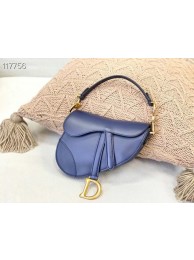 Fake DIOR SMALL SADDLE BAG Calfskin M0445CW BLUE Tl8480kw88