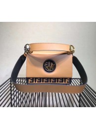 Fake FENDI Kan I Leather Shoulder Bag 8BT284 Apricot&brown Tl13156pE71