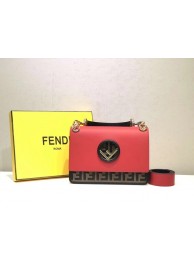 Fake FENDI Kan I Leather Shoulder Bag 8BT284 red Tl13159yQ90