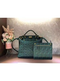 Fake Fendi PEEKABOO X-LITE LARGE green cotton bag 8BN304A Tl12791pE71