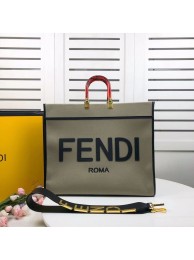 Fake FENDI SUNSHINE LARGE Green flannel shopper 8BH372 Tl12951RY48