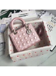 Fake LADY DIOR LAMBSKIN BAG CAL44550 pink&silver-tone metal Tl9210kw88