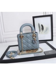 Fake MINI LADY DIOR BAG Lambskin M0566OE light blue Tl8339Sq37