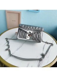 Fake miu miu Matelasse Nappa Leather mini Shoulder Bag 5BD099 Silver Tl18563bz90