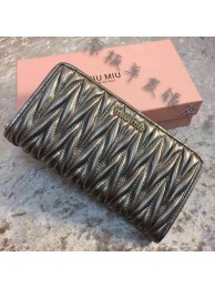 Fake miu miu Matelasse Nappa Leather Wallet MM30150 Grey Tl18632Qv16