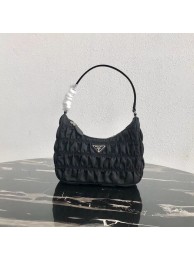 Fake Prada Nylon and Saffiano leather mini bag 1NE204 black Tl6267lF58