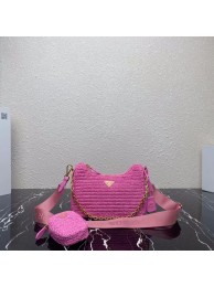 Fake Prada Re-Edition 2005 raffia bag 1BH204 pink Tl5694Hj78