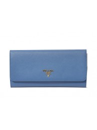 Fake Prada Saffiano Metallic Flap Wallets 1M1290 SkyBlue Tl6746RY48