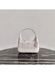 Fake Prada Shearling tote mini-bag 1NE515 white Tl5969Lh27