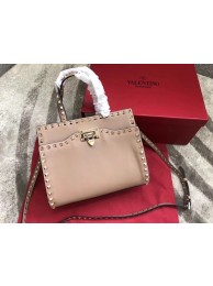 Fake VALENTINO Candy Rockstud quilted leather shoulder bag 0650 apricot Tl19715Iw51