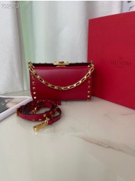 Fake VALENTINO GARAVANI Rockstud Alcove Grain calf shoulder bag V0189 red Tl19364yQ90