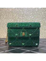 Fake VALENTINO GARAVANI Roman Stud soft sheep leather chain shoulder bag VW0B0I82 green Tl19185ny77