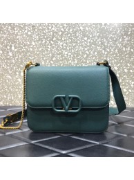 Fake VALENTINO GARAVANI Stud Sign Grained Calfskin Shoulder Bag 0808 blackish green Tl19293bz90