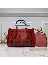 Fake VALENTINO Origianl Leather Bag Butterfly Embossing V0099F Red Tl19564Hj78