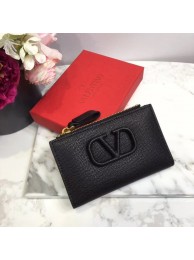 Fake VALENTINO Origianl leather Card Holder 066 black Tl19774GR32