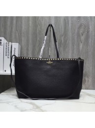 Fake VALENTINO Rockstud grained leather shopper 93316 black Tl19722qZ31