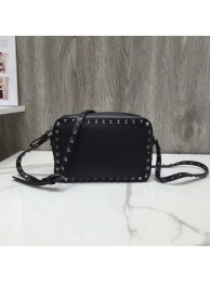 Fake VALENTINO Rockstud leather cross-body bag 97410 black Tl19727Qv16