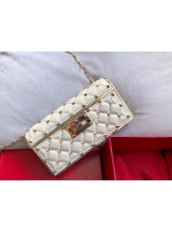 Fake VALENTINO Rockstud quilted leather cross-body bag 0702 white Tl19690tu77