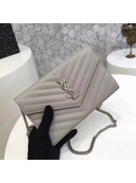 Fake YSL WOC Classic Monogramme Flap Bag Cannage Pattern Y1003 Grey Tl15141RY48