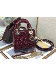 Fashion MINI LADY DIOR BAG Patent Cannage Calfskin M0505O burgundy Tl8145Of26