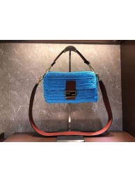 Fendi BAGUETTE Blue cotton crochet bag 8BR600 Tl12821NP24