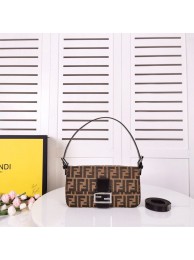 FENDI BAGUETTE fabric bag black 8BR011 Silver Hardware Tl12560vK93