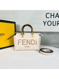 Fendi By The Way Mini Small leather Boston bag 8BS067A Cream Tl12597Ym74