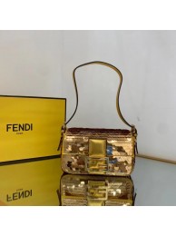 Fendi FF Baguette mini Gold Metal Sequin Embroidery Bag 2016 Gold Tl12564fH28