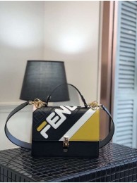 FENDI Kan I Leather Shoulder Bag 8BT283B black Tl13150lk46