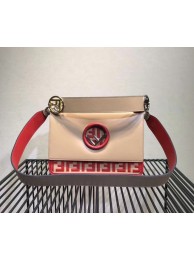 FENDI Kan I Leather Shoulder Bag 8BT284 Apricot&red Tl13158UE80