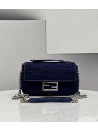 FENDI MIDI BAGUETTE CHAIN FF fabric bag 8BR793 dark blue Tl12711HW50