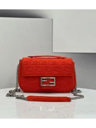 FENDI MIDI BAGUETTE CHAIN FF fabric bag 8BR793 Red Tl12713iZ66