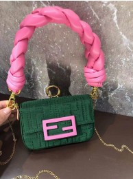 Fendi mini BAGUETTE cotton bag F6550 green Tl12793UE80