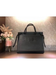 FENDI PACK MEDIUM SHOPPING BAG leather bag F1508 black Tl12917bW68