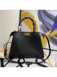 FENDI PEEKABOO ICONIC MEDIUM black leather bag F6946 Tl12962Ym74