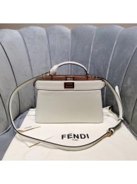 Fendi PEEKABOO ISEEU EAST-WEST leather bag 8BN323A white Tl13004Ea63