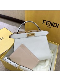 Fendi PEEKABOO ISEEU EAST-WEST WHITE leather bag 8BN323 Tl13012wn15