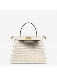 Fendi Peekaboo ISeeU perforated leather bag F1658 white Tl12537gN72