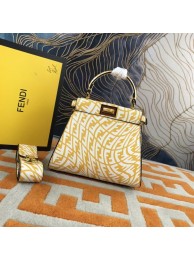 Fendi PEEKABOO MINI Yellow and white FF Vertigo leather bag 8BN244AG Tl12830vj67