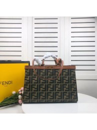 FENDI PEEKABOO X-TOTE canvas bag 8BH374A brown&green Tl12954mV18