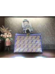 FENDI PEEKABOO X-TOTE FF raffia bag 8BH374A Lavender Tl12923sY95