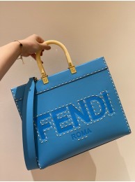 Fendi Sunshine Medium blue leather shopper 8BH386A Tl12651Eb92