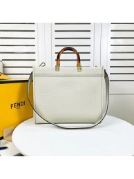 Fendi Sunshine Medium Fendace Printedleather Logo shopper F0873 white Tl12573tQ92