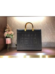 Fendi Sunshine Medium Two-toned perforated leather shopper 8BH386A black Tl12531xa43