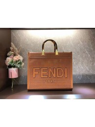 Fendi Sunshine Medium Two-toned perforated leather shopper 8BH386A brown Tl12528Mc61